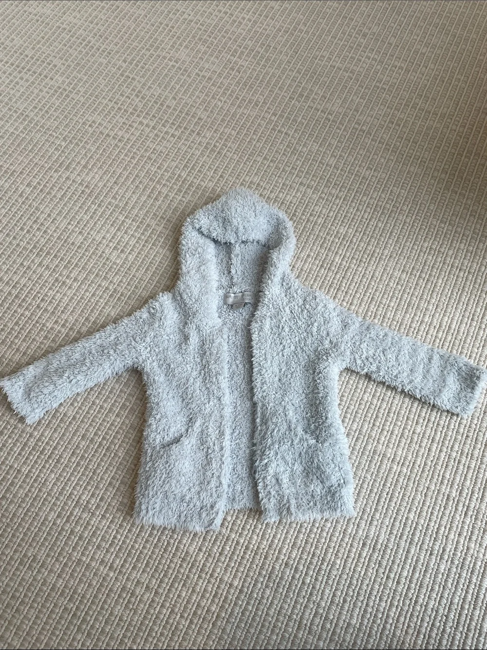 Barefoot Dreams Plush Hooded Kids Jacket in Light Gray